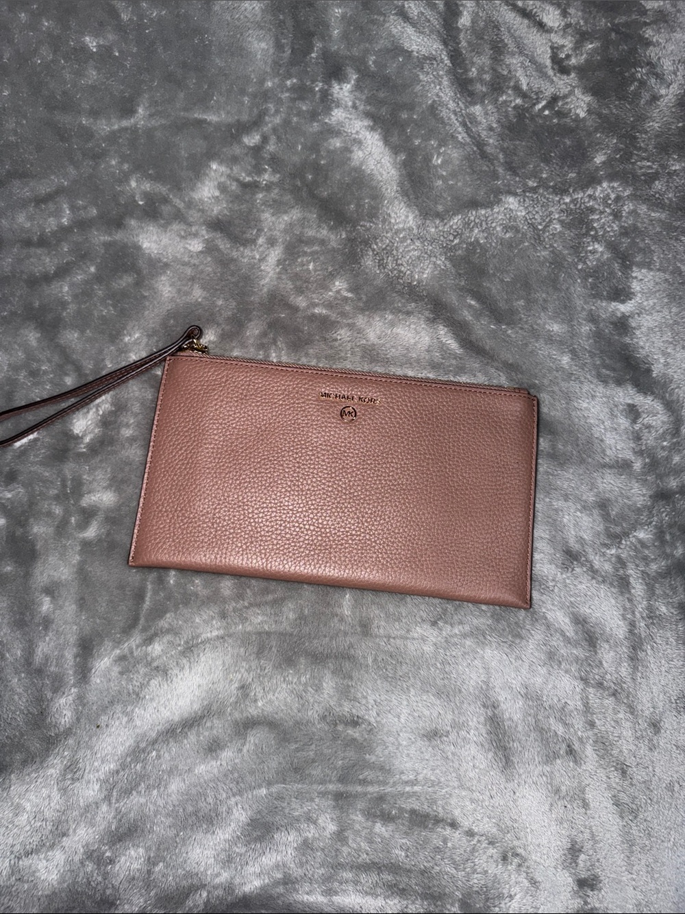 Michael Kors Rose Taupe Pebbled Leather Wristlet